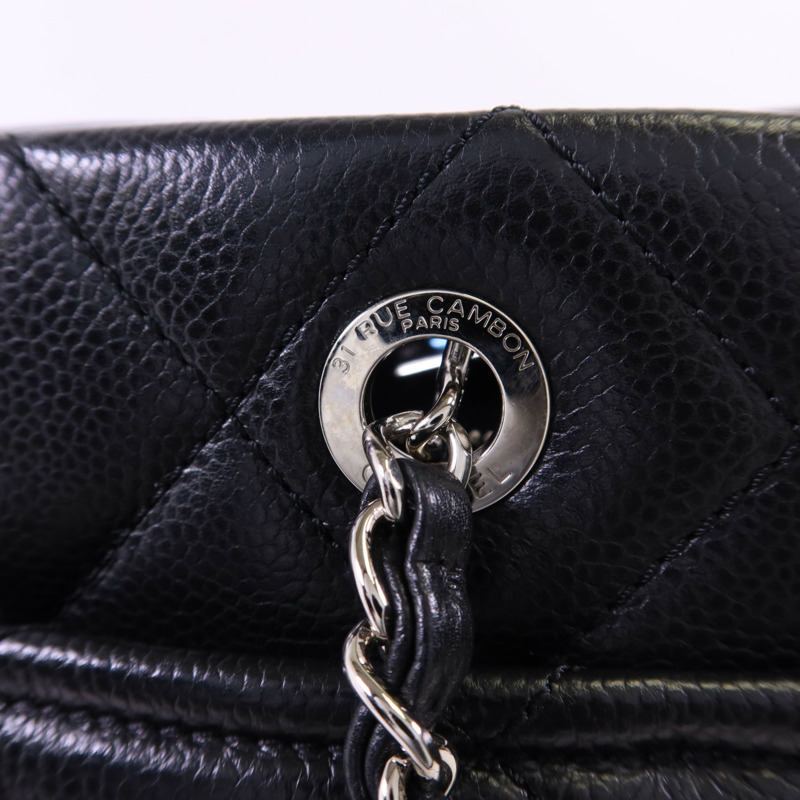 CHANEL 牛皮皮革Chain Shoulder銀扣鏈帶肩背袋-10