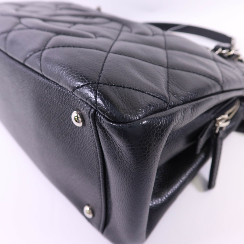 CHANEL 牛皮皮革Chain Shoulder銀扣鏈帶肩背袋-12