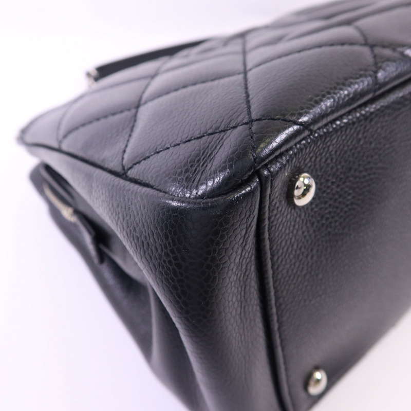 CHANEL 牛皮皮革Chain Shoulder銀扣鏈帶肩背袋-13