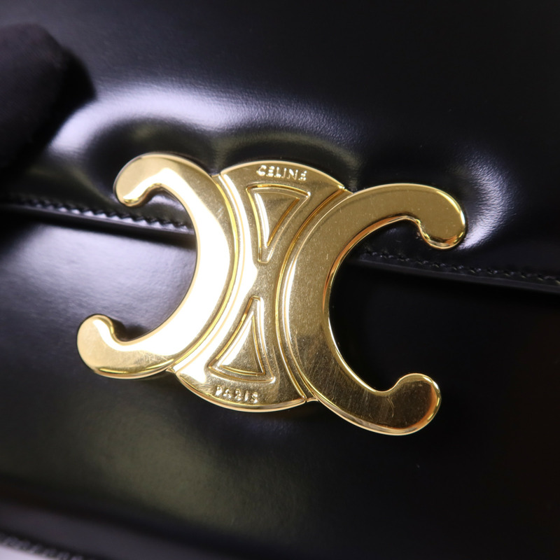 CELINE 牛皮皮革Chain Shoulder金扣肩背袋-9