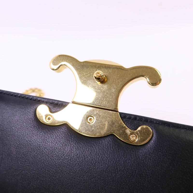 CELINE 牛皮皮革Chain Shoulder金扣肩背袋-10