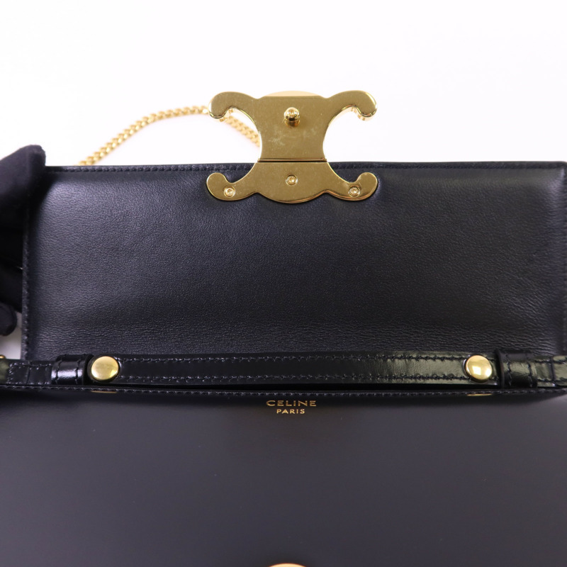 CELINE 牛皮皮革Chain Shoulder金扣肩背袋-18