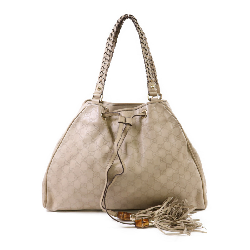GUCCI 牛皮皮革Guccissima Braided Peggy Tote銀扣肩背袋-0