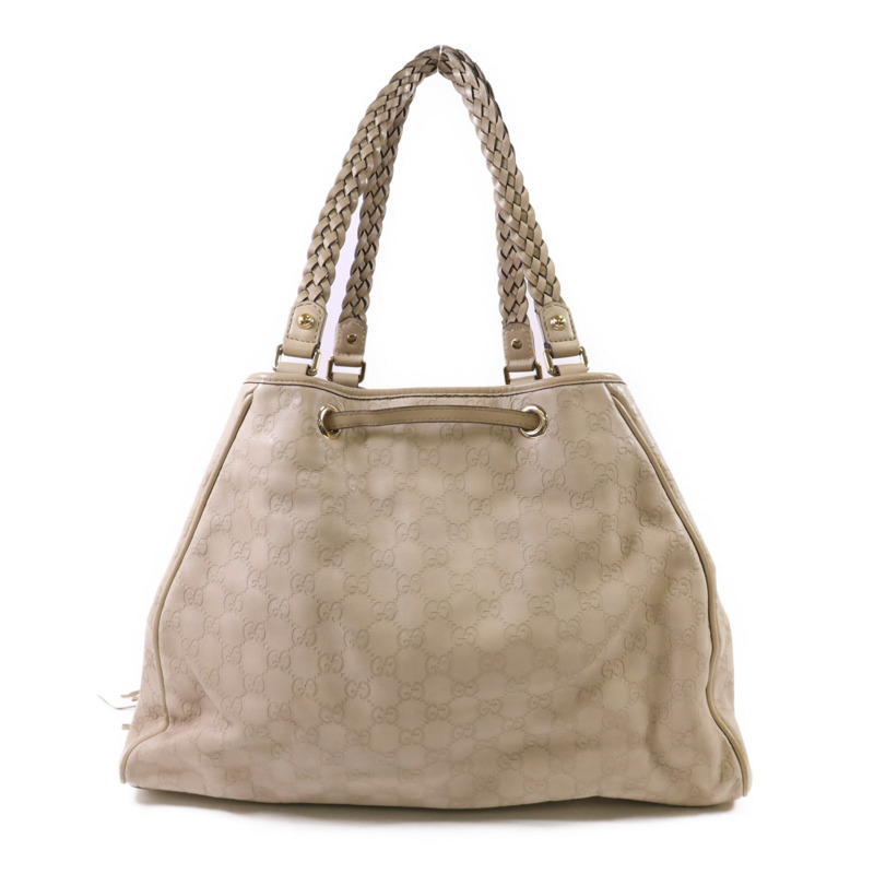 GUCCI 牛皮皮革Guccissima Braided Peggy Tote銀扣肩背袋-1