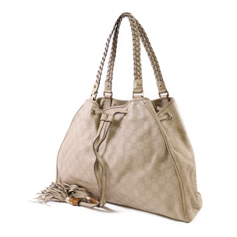 GUCCI 牛皮皮革Guccissima Braided Peggy Tote銀扣肩背袋-2