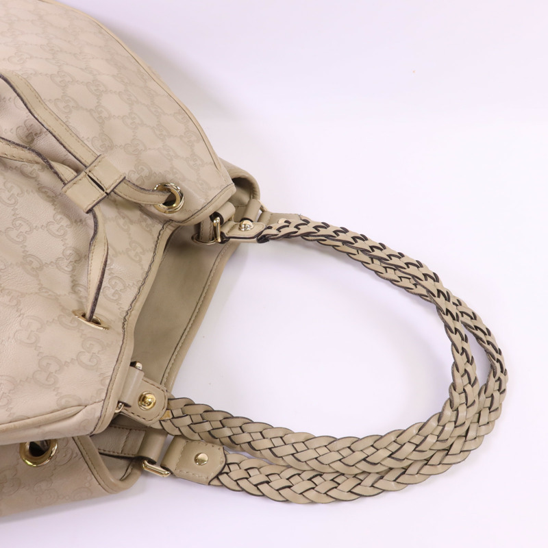 GUCCI 牛皮皮革Guccissima Braided Peggy Tote銀扣肩背袋-4