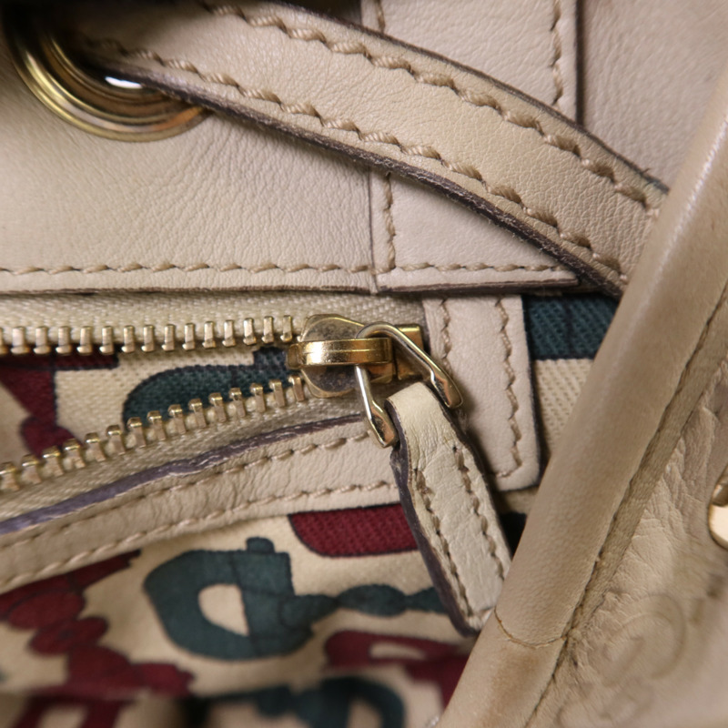 GUCCI 牛皮皮革Guccissima Braided Peggy Tote銀扣肩背袋-8