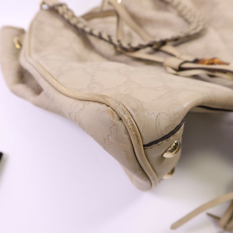 GUCCI 牛皮皮革Guccissima Braided Peggy Tote銀扣肩背袋-12