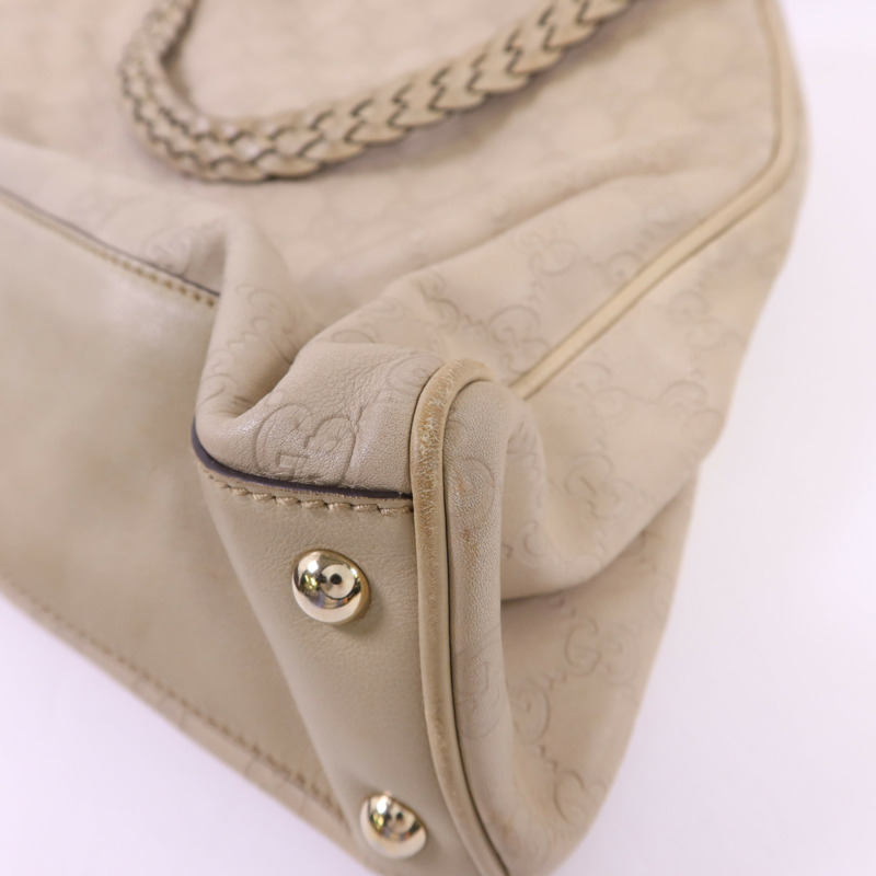 GUCCI 牛皮皮革Guccissima Braided Peggy Tote銀扣肩背袋-13