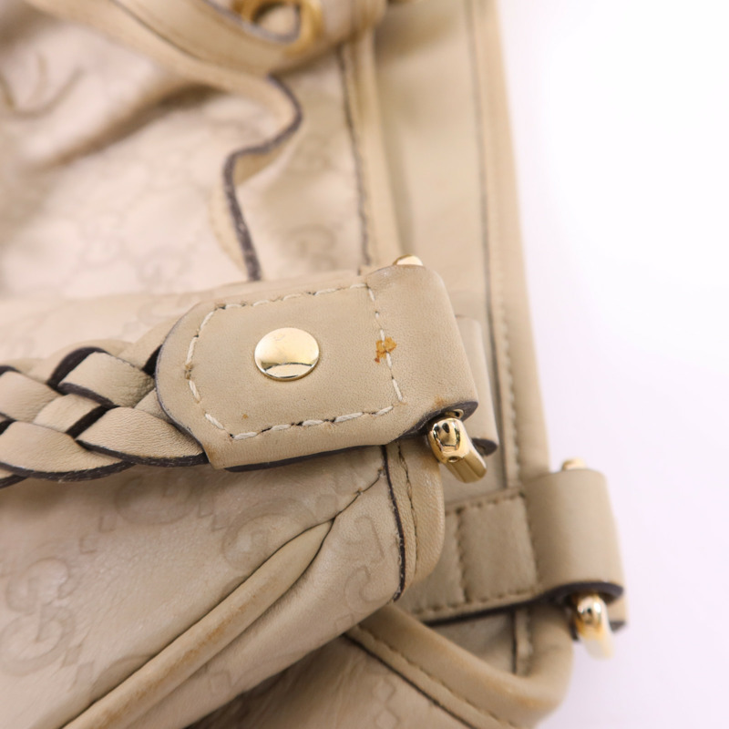 GUCCI 牛皮皮革Guccissima Braided Peggy Tote銀扣肩背袋-20