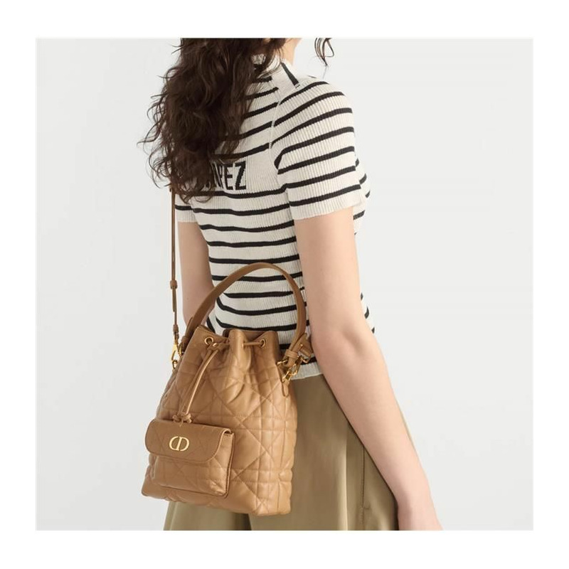 DIOR Caro 小號水桶包 金色 Macro Canage M3372UNOZ-5