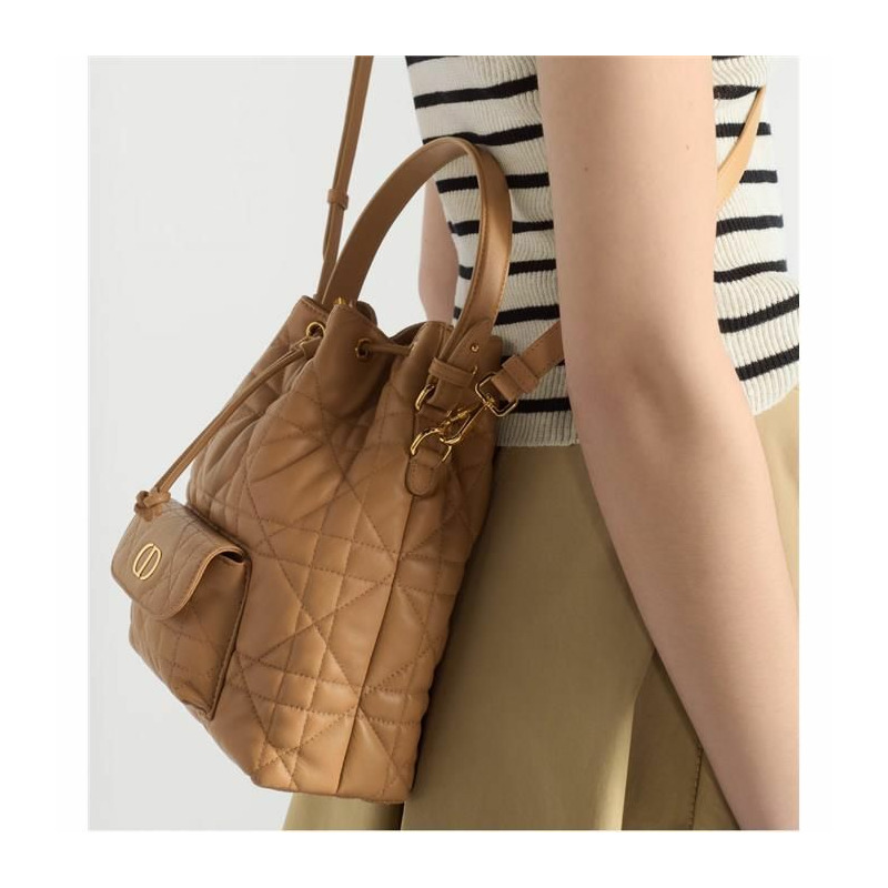 DIOR Caro 小號水桶包 金色 Macro Canage M3372UNOZ-6