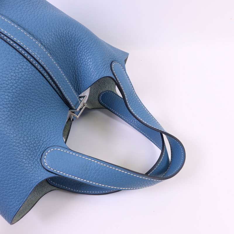 HERMES Clemence皮革Picotin PM銀扣手挽袋-4