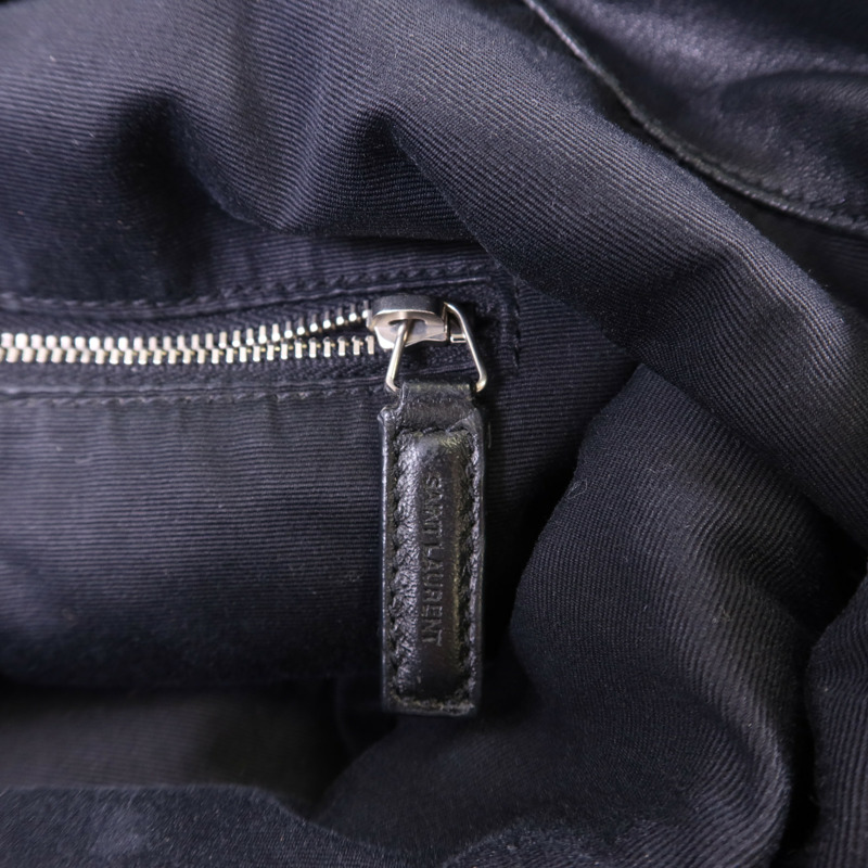 SAINT LAURENT 羊皮皮革Gem Stud Embellished Teddy銀扣鏈帶肩背袋-8