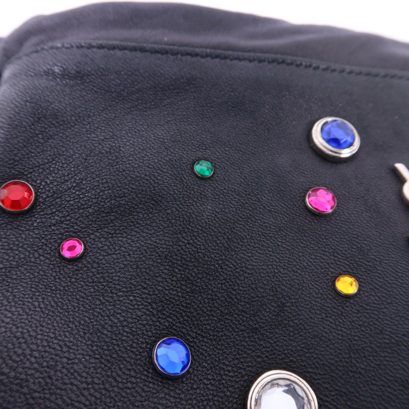 SAINT LAURENT 羊皮皮革Gem Stud Embellished Teddy銀扣鏈帶肩背袋-15