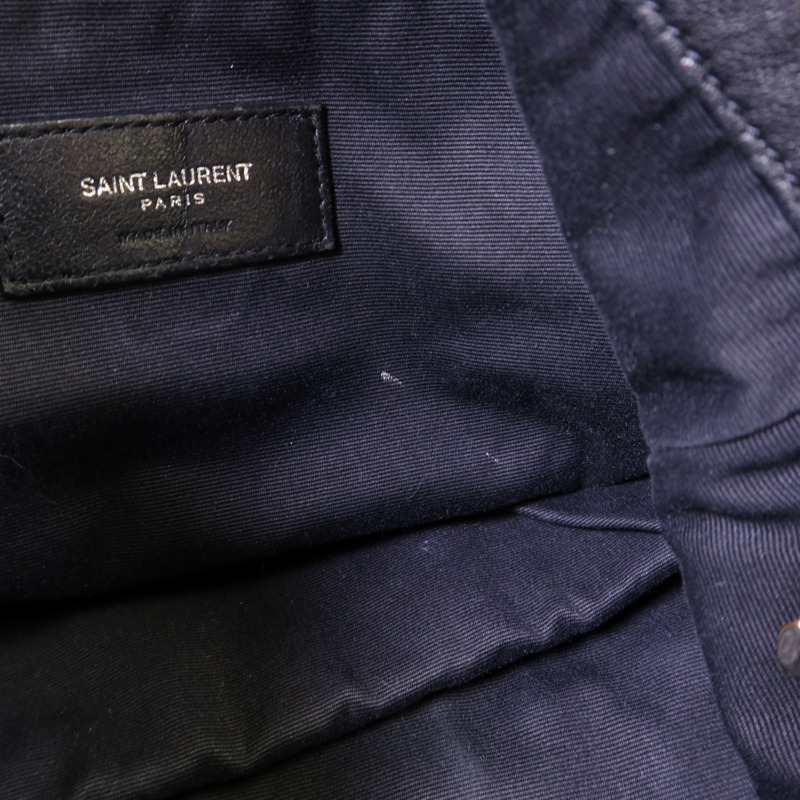 SAINT LAURENT 羊皮皮革Gem Stud Embellished Teddy銀扣鏈帶肩背袋-19