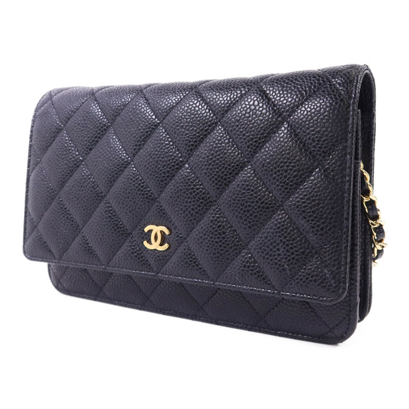 CHANEL 牛皮皮革Wallet On Chain金扣鏈帶肩背袋-2