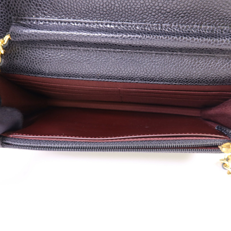 CHANEL 牛皮皮革Wallet On Chain金扣鏈帶肩背袋-5