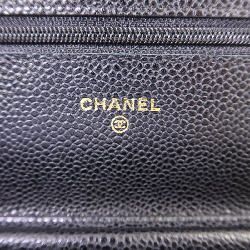 CHANEL 牛皮皮革Wallet On Chain金扣鏈帶肩背袋-6