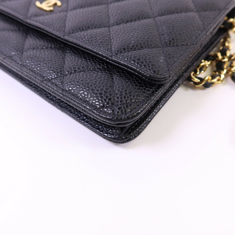 CHANEL 牛皮皮革Wallet On Chain金扣鏈帶肩背袋-10