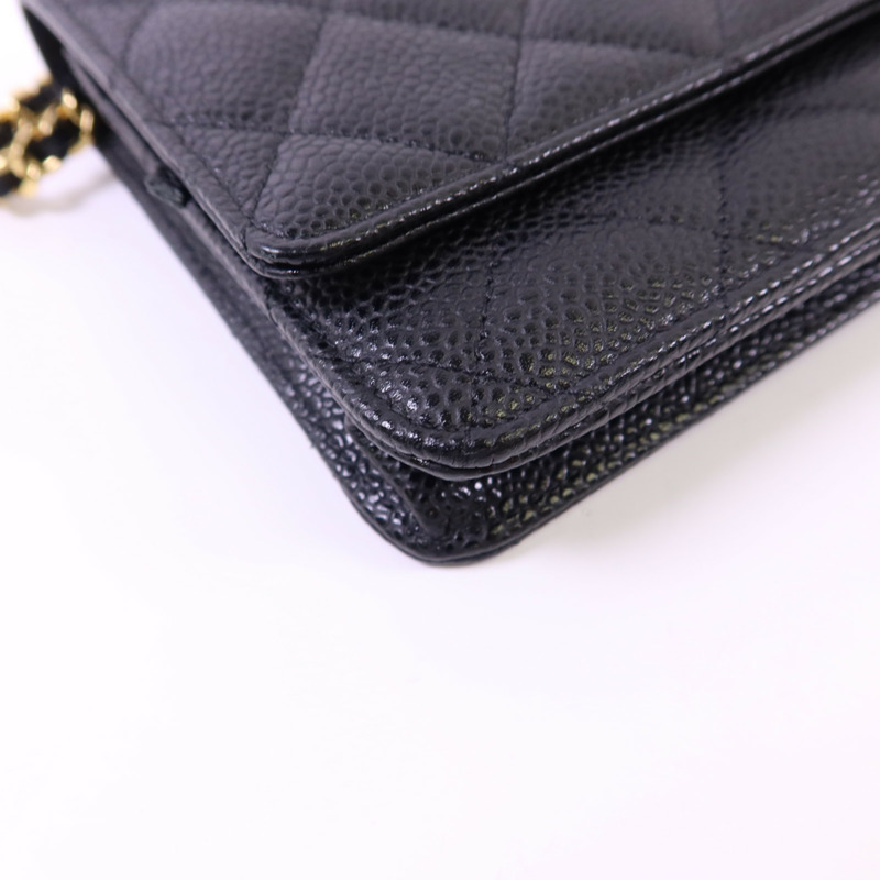 CHANEL 牛皮皮革Wallet On Chain金扣鏈帶肩背袋-11