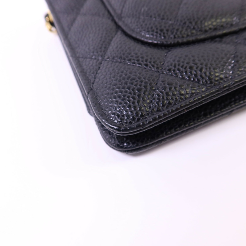 CHANEL 牛皮皮革Wallet On Chain金扣鏈帶肩背袋-13