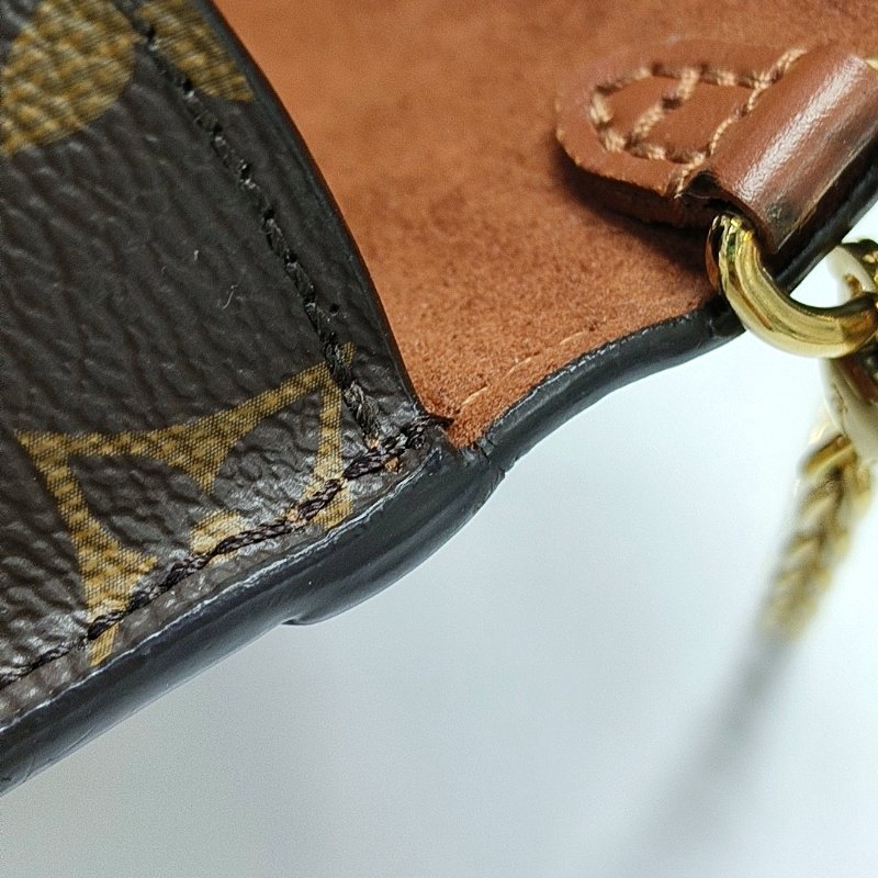 LOUIS VUITTON PADLOCK棕色塗層帆布老花單肩包手提包斜挎包 金色五金 2條可拆卸肩帶 晶片款-9