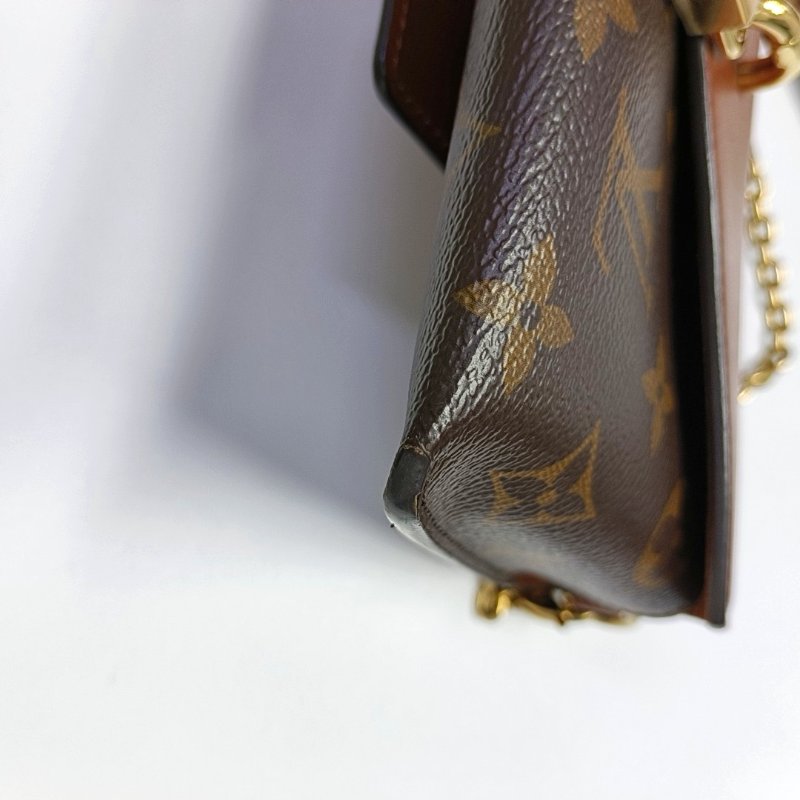 LOUIS VUITTON PADLOCK棕色塗層帆布老花單肩包手提包斜挎包 金色五金 2條可拆卸肩帶 晶片款-12