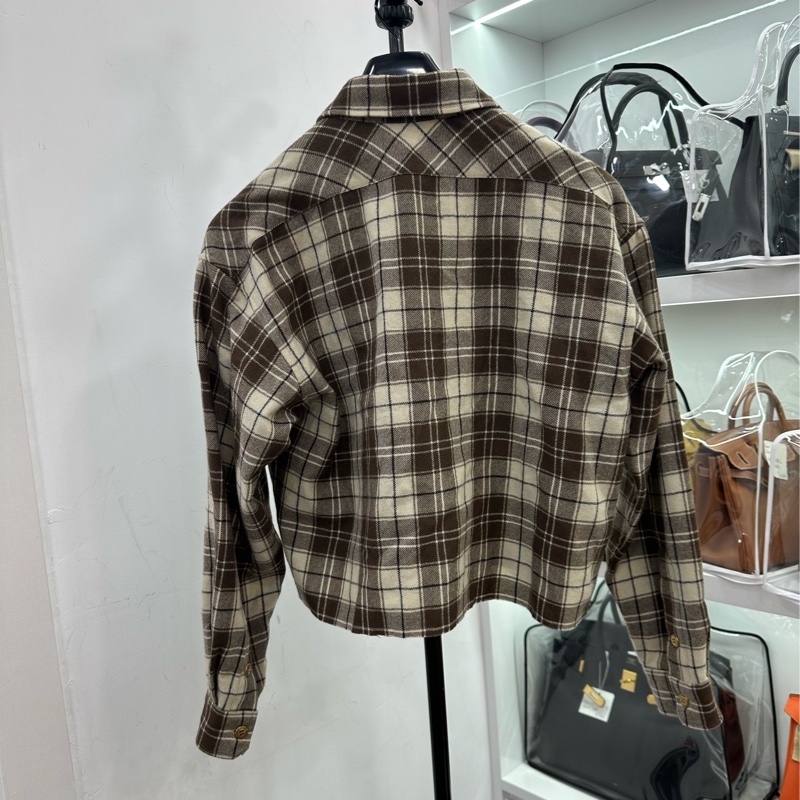 MiuMiu繆繆羊毛格紋襯衫外套 36碼 尺寸it36，肩寬52，胸圍118，衣長52，袖長55-1