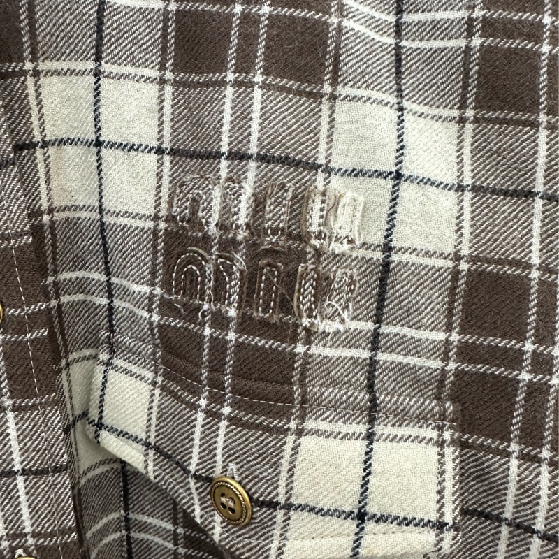 MiuMiu繆繆羊毛格紋襯衫外套 36碼 尺寸it36，肩寬52，胸圍118，衣長52，袖長55-2