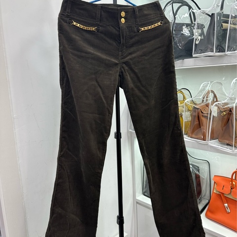 Celine/賽琳女裝長褲深棕色羅紋燈芯絨喇叭牛仔褲2024春夏新款 27碼
