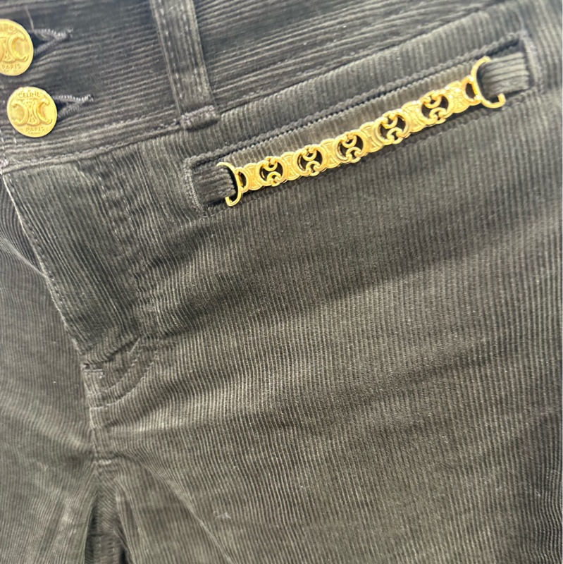 Celine/賽琳女裝長褲深棕色羅紋燈芯絨喇叭牛仔褲2024春夏新款 27碼-4