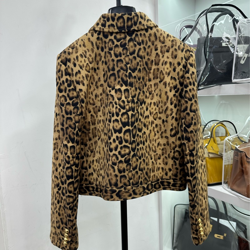 Celine 24新款豹紋印花雙層羊毛外套 36碼-1