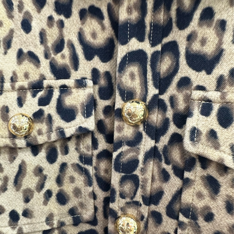 Celine 24新款豹紋印花雙層羊毛外套 36碼-4