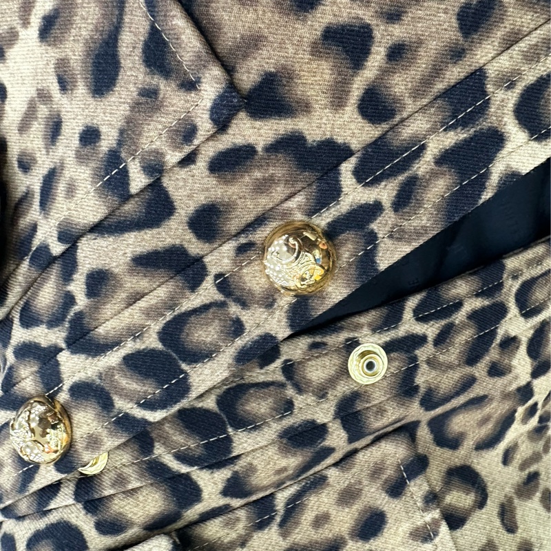 Celine 24新款豹紋印花雙層羊毛外套 36碼-5