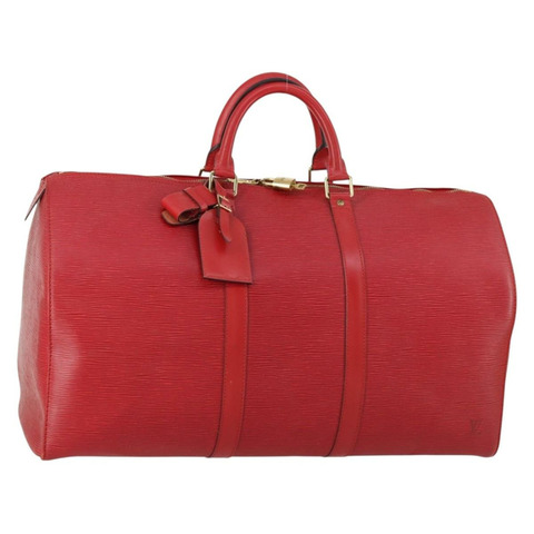 路易威登 Epi Keepall 50 波士頓包 紅色 M42967 LV 正品 155329