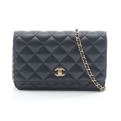 香奈兒 (CHANEL) 絎縫鏈條單背包 AP4241 羊皮 黑色 二手 金色五金 CC