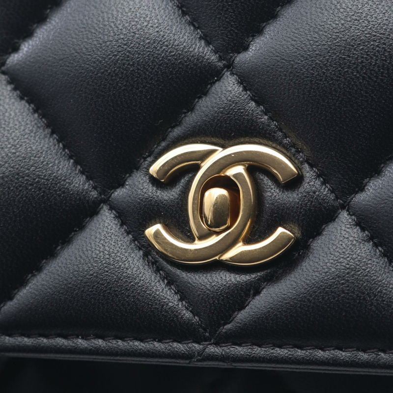 香奈兒 (CHANEL) 絎縫鏈條單背包 AP4241 羊皮 黑色 二手 金色五金 CC-6