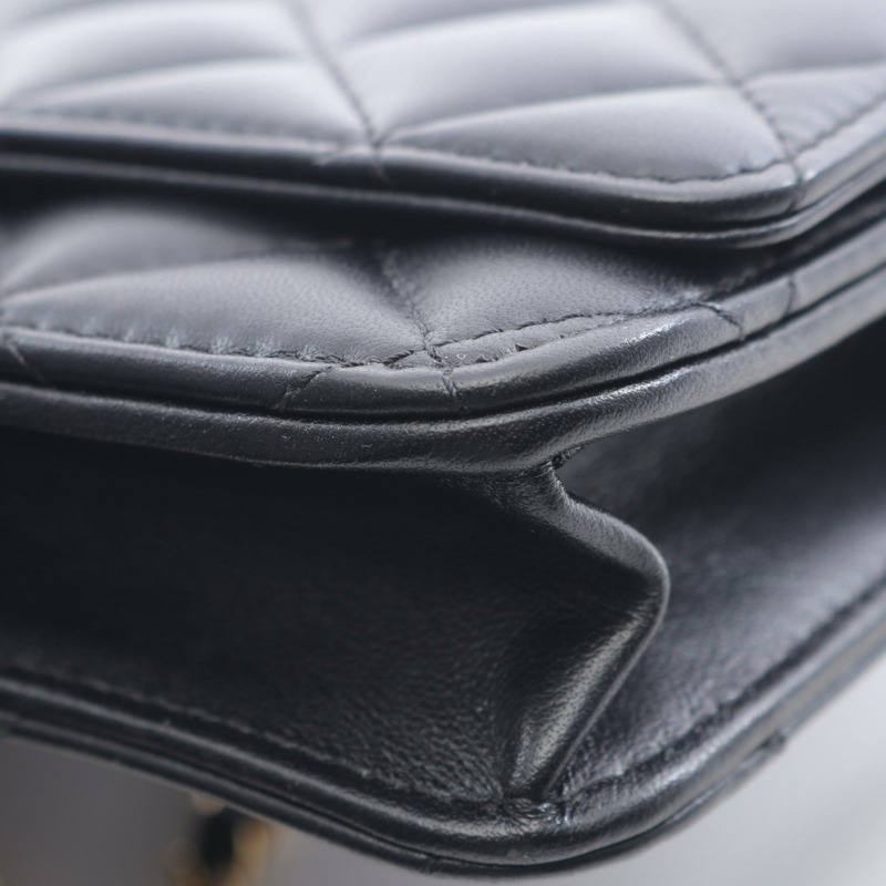 香奈兒 (CHANEL) 絎縫鏈條單背包 AP4241 羊皮 黑色 二手 金色五金 CC-7