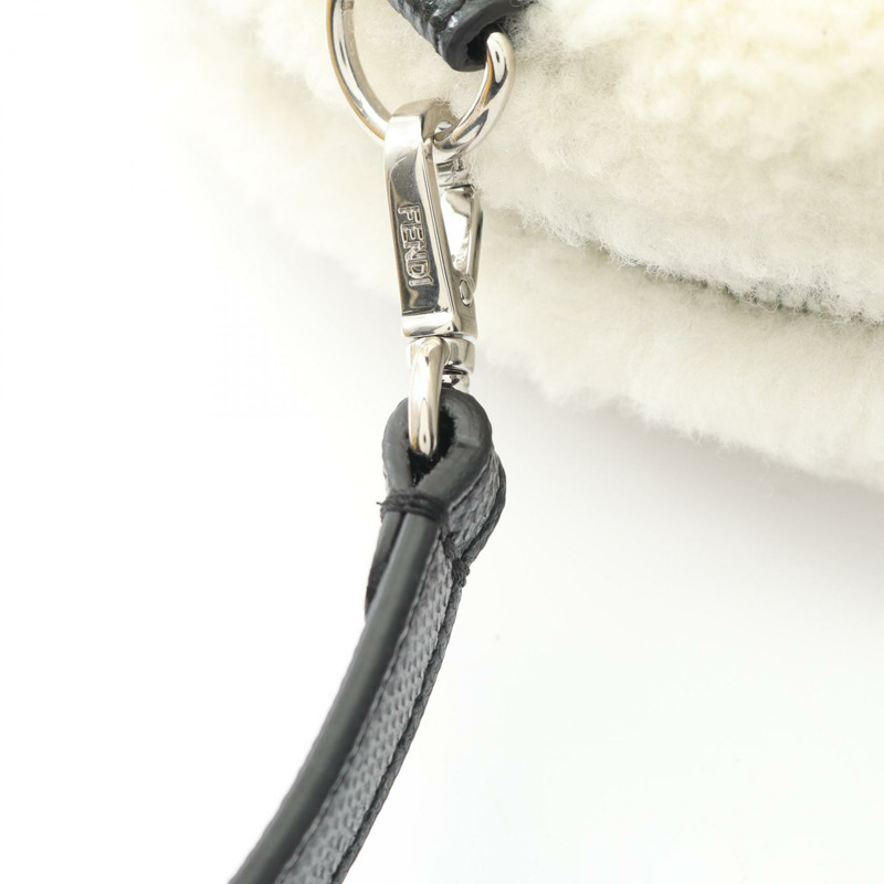 FENDI Onigiri 肩背包 7AS240 皮革羊皮 白色 黑色 二手 女士-4