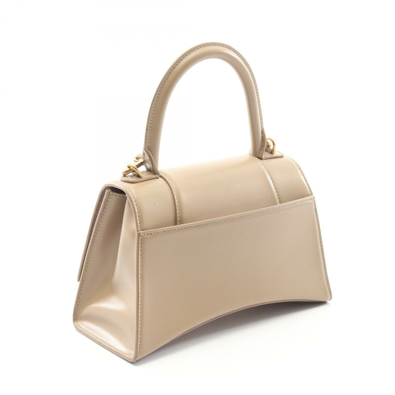 BALENCIAGA HourGlass 小號單肩斜背包，米色皮革，二手女款-1