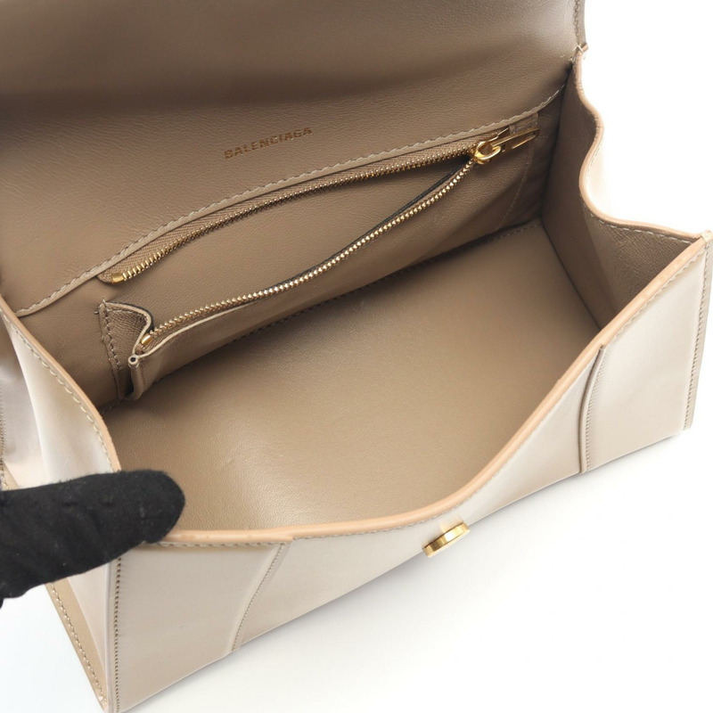 BALENCIAGA HourGlass 小號單肩斜背包，米色皮革，二手女款-2
