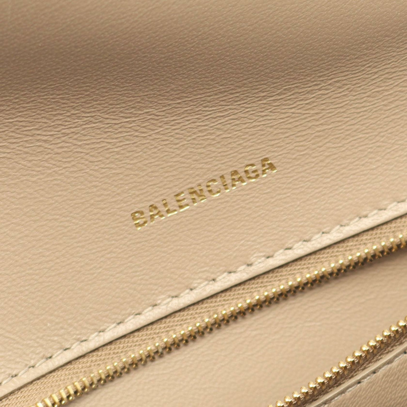 BALENCIAGA HourGlass 小號單肩斜背包，米色皮革，二手女款-3