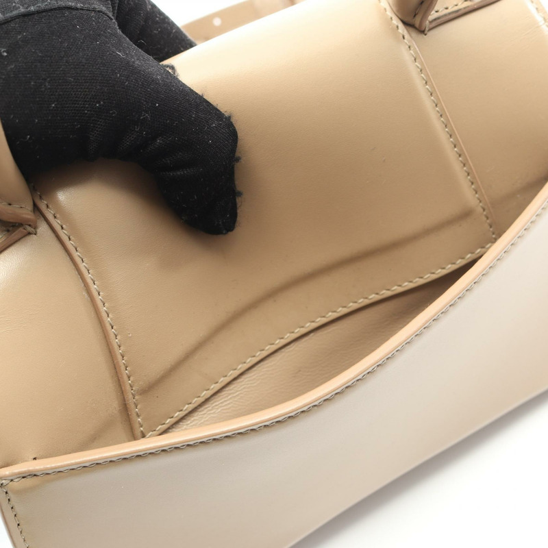 BALENCIAGA HourGlass 小號單肩斜背包，米色皮革，二手女款-8