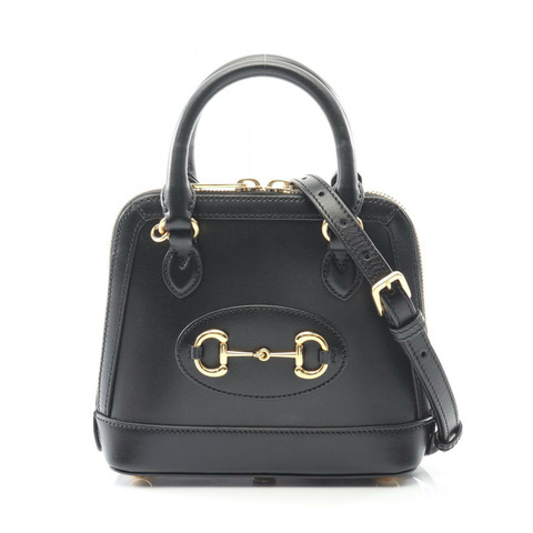 GUCCI 馬銜扣 1955 迷你單肩手提包 640716 黑色皮革 二手 女士