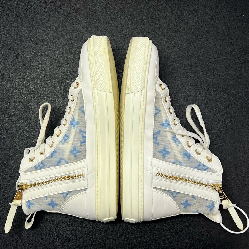 36碼 LV路易威登 Stellarl 老花滿印花卉圖案 高幫 時尚板鞋 女款 藍色/95新/無原盒-1