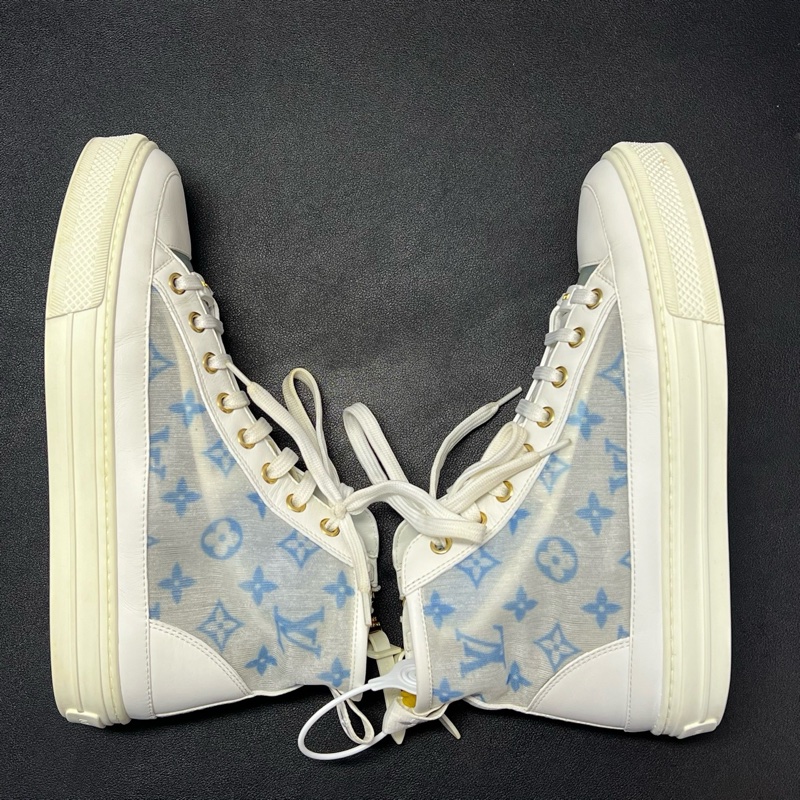 36碼 LV路易威登 Stellarl 老花滿印花卉圖案 高幫 時尚板鞋 女款 藍色/95新/無原盒-2