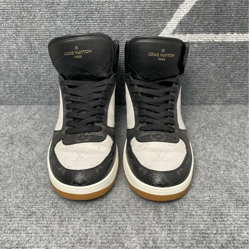 97新LV 路易威登 黑白棕三色老花高幫板鞋41.5碼-1