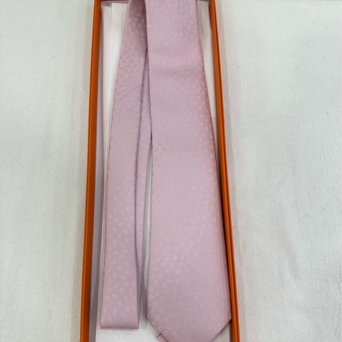 Hermes 愛馬仕  粉紅豬鼻男領帶  全新