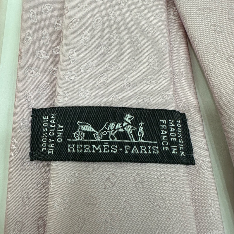 Hermes 愛馬仕  粉紅豬鼻男領帶  全新-3